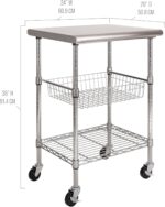 Seville Classics Commercial Work Table Island Utility Cart Prep Station, for Restaurant, Kitchen, Warehouse, Garage, Hotel, Home, Stainless-Steel Top NSF , 24" W x 20" D - Image 6