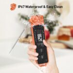 0.5 Sec Instant Read Meat Thermometer for Cooking, Ultra-Fast Digital Food Thermometer with Backlight, ±0.5°F Accuracy, IP67 Waterproof，Auto-Rotate/On/Off–Perfect for Grilling, BBQ, Smoker-Tangerine - Image 9