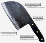 Freelander Serbian Chef Knife, Heavy Duty Handmade Forged Meat Cleaver for Meat Cutting, Full Tang High-Carbon Clad Steel Butcher Knife, Non-Slip Handle and Leather Sheath - Image 6