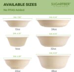 [50 COUNT]Harvest Pack PFAS FREE 32oz Paper Compostable Bowls Only, Round Heavy-Duty Eco-Friendly Disposable Bagasse Large Soup Bowls, sugarcane made for Meal Prep Takeout Dinnerware, Microwave Safe - Image 8