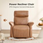 CHITA Genuine Leather Power Recliner Chair, Electric Triple-Motor Swivel Glider Nursery Rocking Chair with Adjustable Power Headrest and Lumbar Support, GREENGARD Gold Certified, Saddle Brown - Image 5