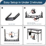 LOFTEY Folding Camping Table with 3 Adjustable Height, 3ft Foldable Aluminum Camp Table, Lightweight with Storage Bag, Portable for Outdoor, BBQ, Hiking, 34.2" x 15.7" x 27.5", Black - Image 8