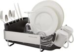 KitchenAid Compact, Space Saving Rust Resistant Dish Rack with Removable Flatware Caddy and Angled Self Draining Drainboard, 16.06-Inch, Black - Image 5