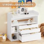 Pipleo Baby Changing Table Dresser with 3 Drawers and 3 Storage Shelves, Can be Used as a Baby Dresser with Changing Table Top, a Baby Changing Station, a Wood Diaper Changing Station (White) - Image 5