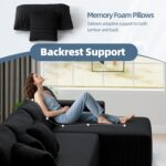 Cloud Couch U-Shaped Sectional Sofa, 134'' Modular Boneless Couches for Living Room, Corduroy Deep Seat Sofa with 2 Chaise Lounges and 1 Loveseat, 30D High-Resilience Foam, No Assembly, Black - Image 7