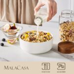 MALACASA 24 OZ Cereal Bowls, Porcelain Soup Oatmeal Bowls Set of 6, Kitchen Ceramic Serving Bowl, Dishwasher Microwave Oven Safe, White, Series LUNA - Image 4