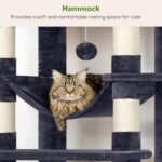 Globlazer XXL Giant Cat Tree, 83 Inch Heavy Duty Tall Cat Tower for Indoor Cats Large Adult, Multi-Level Large Cat Condo with 8 Scratching Posts, Hammock, 2 Cat Caves, 2 Platform, F83B, Dark Grey - Image 5