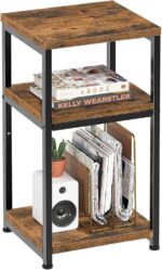 Simple Trending 3 Tier Side Table, End Table Night Stand Sofa Table Shelf for Living Room, Rustic Brown - Image 2