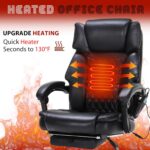 Massage Office Chair with Foot Rest 6 Points Vibration and Heat Home Office Desk Chairs for Heavy People 400lbs Reclining Managerial Chairs Ergonomic Executive Chair (Black) - Image 5