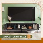 WLIVE TV Stand for 65 Inch TV, Mid Century Modern Entainment Center with 2 Storage Cabinets & Open Shelf, TV Console Table Media with Metal Legs for Living Room, Bedroom, Black - Image 7