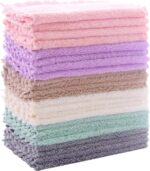 24 Pack Kitchen Dishcloths - Does Not Shed Fluff - Reusable Dish Towels, Dish cloths, Super Absorbent Coral Fleece Cleaning Cloths, Nonstick Oil Washable Fast Drying, 7 x 9 Inch (Multicolor) - Image 2