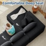 Cloud Couch U-Shaped Sectional Sofa, 134'' Modular Boneless Couches for Living Room, Corduroy Deep Seat Sofa with 2 Chaise Lounges and 1 Loveseat, 30D High-Resilience Foam, No Assembly, Black - Image 6