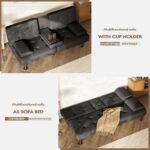 Homall Futon Sofa Bed, Futon Couch with Removable Armrests, Adjustable Recliner Sleeper Sofa Bed with Dual Cup Holders for Living Room, Apartment, Office (Fabric, Black) - Image 6