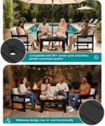 SERWALL Black HDPE Outdoor Loveseat with Khaki Cushions, All Weather Use Outdoor Loveseat Sofa, Black Frame with Khaki Cushions - Image 5