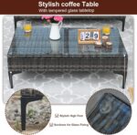 JOYURE 4-Piece Patio Furniture Set,Outdoor Wicker Patio Conversation Set with Tempered Glass Table,All-Weather Rattan Sectional Loveseat&Chairs with Thick Cushions for Garden,Deck,Backyard-Grey - Image 8