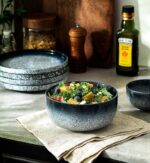 S&Q'S CERAMICS Cereal Bowls - 36 Ounce, Japanese Noodle Bowl Set, Ceramic Bowls for Kitchen, Breakfast, Oatmeal, Microwave and Dishwasher Safe, [Set of 4], Dark Blue - Image 4