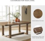 Signature Design by Ashley Cabalynn Farmhouse Dining Extension Table with 1 Removable Center Leaf, Light Brown - Image 6