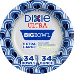 Dixie Ultra Extra Large Paper Bowls, 34 oz, 34 Count, Compostable, Microwave Safe, Disposable Bowls for Heavy Meals, Soups, Stews, and Everyday Use - Image 2
