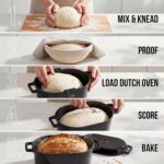 KooK Enameled Cast Iron Dutch Oven for Sourdough Bread Baking - 3.4 Qt Pot with Lid for Even Heat Distribution - Includes Lid Lever - Image 8