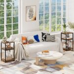 Simple Trending 3 Tier Side Table, End Table Night Stand Sofa Table Shelf for Living Room, Rustic Brown - Image 3