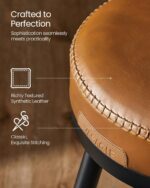 VASAGLE EKHO Collection - Bar Stools Set of 2, Swivel Bar Height Bar Stools with Back, Synthetic Leather with Stitching, Mid-Century Modern, 30-Inch Tall Barstools for Kitchen Home Bar, Caramel Brown - Image 7