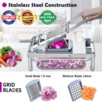 All-in-1 Vegetable Chopper with 8 Blades - Mandoline Slicer-Pro Food Chopper with Container - Veggie Salad Onion Chopper - Potato Dicer French Fry Cutter - Cheese Grater - Stainless Steel material - Image 3