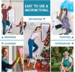 ZENY 2 Step Ladder Folding Step Stool with Wide Anti-Slip Pedal, Convenient Handgrip, Portable Steel Step Stool, Sturdy Steel Ladder for Household and Office - Image 4