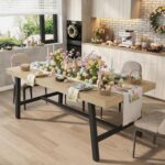 IDEALHOUSE Rustic Dining Table for 6-8 People, 70” Long Rectangle Kitchen Table, Industrial Farmhouse Wooden Kitchen Tables with Sturdy Metal Frame, Dining Room Table for Office, Home - Image 3