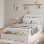 Garvee Twin Bed Frame with Headboard & Footboard – Low Platform Kids Bed, Wooden Twin-Floor Design, Noise-Free, No Box Spring Needed, White - Image 2