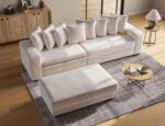 ohllob 110" Modular Sectional Sofa, L Shaped Couch with Chaise Lounge, Fluffy Corduroy Cloud Couch with Deep Seat for Living Room (Beige) - Image 5