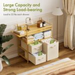 Amazer Baby Changing Table, Bamboo Baby Dresser Table with Flat Top, Diaper Changing Station with 3 Removable Storage Drawers, Large Storage Nursery Organizer Shelves with Pad, Mesh Pocket - Image 4