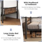 Jocoevol Metal Bunk Bed Twin Over Twin, Industrial Bunkbeds Heavy Duty Bed with Safety Guard Rails and Space-Saving Design, Steel Bed for School, Bedroom (Vintage Brown) - Image 7