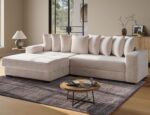 ohllob 110" Modular Sectional Sofa, L Shaped Couch with Chaise Lounge, Fluffy Corduroy Cloud Couch with Deep Seat for Living Room (Beige) - Image 2