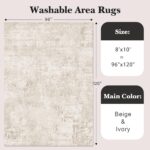 Art&Tuft Washable Rugs 8x10, Anti-Slip Backing Abstract 8x10 Area Rugs for Living Room, Foldable Stain Resistant Machine Washable Area Rug (8'x10', Beige) - Image 3