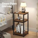 Simple Trending 3 Tier Side Table, End Table Night Stand Sofa Table Shelf for Living Room, Rustic Brown - Image 6