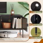 WLIVE TV Stand for 65 Inch TV, Mid Century Modern Entainment Center with 2 Storage Cabinets & Open Shelf, TV Console Table Media with Metal Legs for Living Room, Bedroom, Black - Image 5
