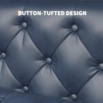 GAOMON 81" Leather Couch, Handmade Button Tufted 3 Seater Sofa, Chesterfield Sofa with Deep Seat and 2 Pillows, Leather Sofa for Living Room Apartment, Office, Blue - Image 8