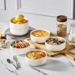 MALACASA 24 OZ Cereal Bowls, Porcelain Soup Oatmeal Bowls Set of 6, Kitchen Ceramic Serving Bowl, Dishwasher Microwave Oven Safe, White, Series LUNA - Image 6