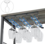 GAOMON 3-Tier Wine Bar Cabinet with Adjustable Removable Wine Rack, Modern Liquor Sideboard with Glass Holder and Mesh Door, Freestanding Storage Cabinet for Dining Room Kitchen Home Bar, Grey - Image 8