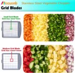 All-in-1 Vegetable Chopper with 8 Blades - Mandoline Slicer-Pro Food Chopper with Container - Veggie Salad Onion Chopper - Potato Dicer French Fry Cutter - Cheese Grater - Stainless Steel material - Image 5