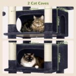 Globlazer XXL Giant Cat Tree, 83 Inch Heavy Duty Tall Cat Tower for Indoor Cats Large Adult, Multi-Level Large Cat Condo with 8 Scratching Posts, Hammock, 2 Cat Caves, 2 Platform, F83B, Dark Grey - Image 4