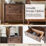 HULALA HOME Traditional End Table with Charging Station, Fluted End Tables with Wood Drawers and Solid Wood Spindle Legs, 28 Inch Wide Storage Set of 2, Walnut - Image 7