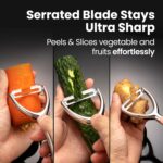 Vegetable Peeler, Premium Stainless Steel Potato Peeler, High Tensile Ultra Sharp Blade Fruit and Food Slicer, Y Shaped with Ergonomic Non-Slip Handle, Dishwasher Safe with 5 Years Warranty - Image 3