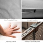 Qsun 7 Pieces Patio Furniture Set, Outdoor Sectional Rattan Sofa Set, Wicker Patio Conversation Set with Cushions and Glass Coffee Table, for Balcony, Porch, Garden, Grey - Image 4