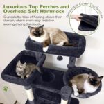Globlazer XXL Giant Cat Tree, 83 Inch Heavy Duty Tall Cat Tower for Indoor Cats Large Adult, Multi-Level Large Cat Condo with 8 Scratching Posts, Hammock, 2 Cat Caves, 2 Platform, F83B, Dark Grey - Image 3