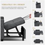 DWVO 55" Convertible Sofa Bed, 3-in-1 Sleeper Sofa with Pull-Out Bed, Linen Futon Couch with Adjustable Backrest and Side Pocket, Modern Loveseat for Living Room Apartment, Grey - Image 6