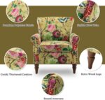HULALA HOME Modern Wingback Accent Chair with Wood Legs & Removable Cushion, Comfy Upholstered Armchair with Nailhead Trim, Floral Pattern Single Sofa Chair for Living Room Bedroom, Mustard - Image 5
