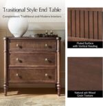 HULALA HOME Traditional End Table with Charging Station, Fluted End Tables with Wood Drawers and Solid Wood Spindle Legs, 28 Inch Wide Storage Set of 2, Walnut - Image 4