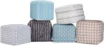 SIMPLIHOME Noreen Square Pouf - 18 inch Wide Upholstered Handwoven Cotton Ottoman in Light Blue and White, Boho Footstool or Extra Seating for Living Room with Polystyrene Filling, Assembled - Image 11