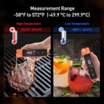 0.5 Sec Instant Read Meat Thermometer for Cooking, Ultra-Fast Digital Food Thermometer with Backlight, ±0.5°F Accuracy, IP67 Waterproof，Auto-Rotate/On/Off–Perfect for Grilling, BBQ, Smoker-Tangerine - Image 5